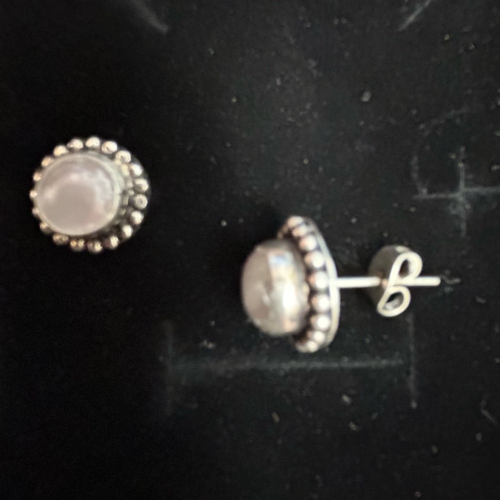 Elegant Silver Moonstone Stud Earrings